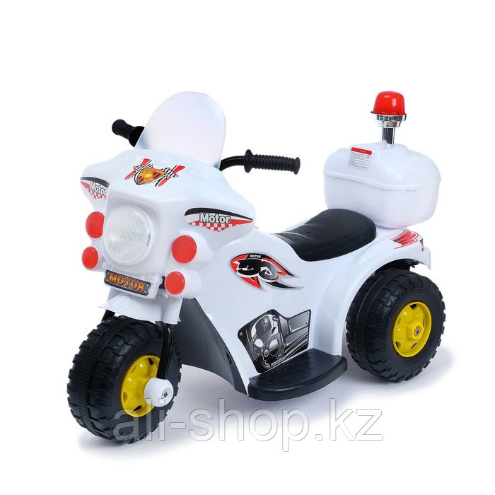 Детский электромобиль «Мотоцикл шерифа», цвет белый - фото 1 - id-p113475902