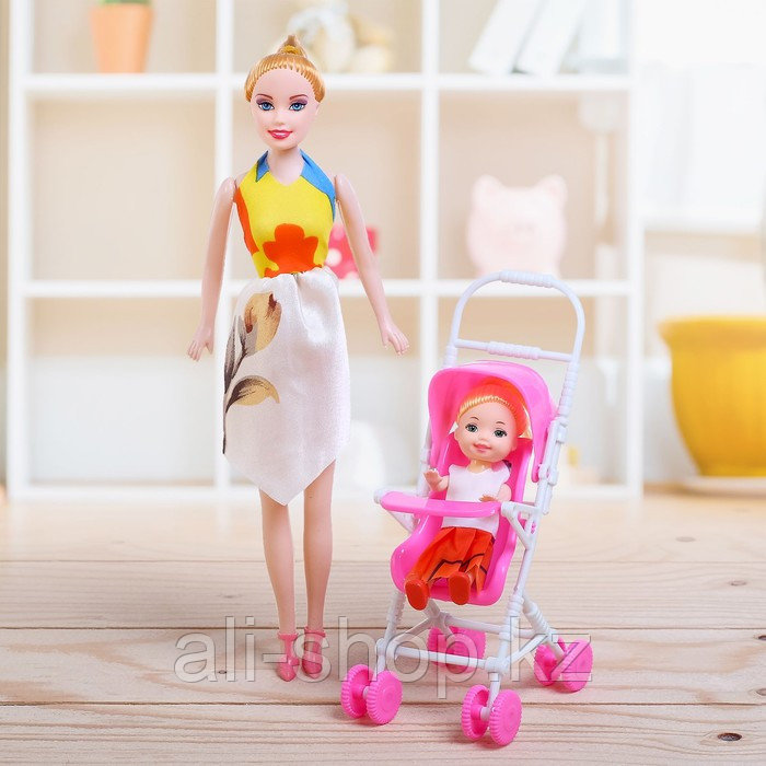 Кукла-модель «Мама с дочкой» с коляской, МИКС - фото 1 - id-p113476022