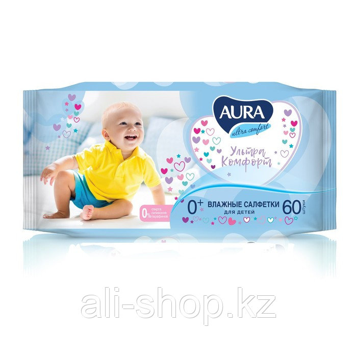 Влажные салфетки Aura Ultra Comfort, детские, 60 шт. - фото 1 - id-p113475528
