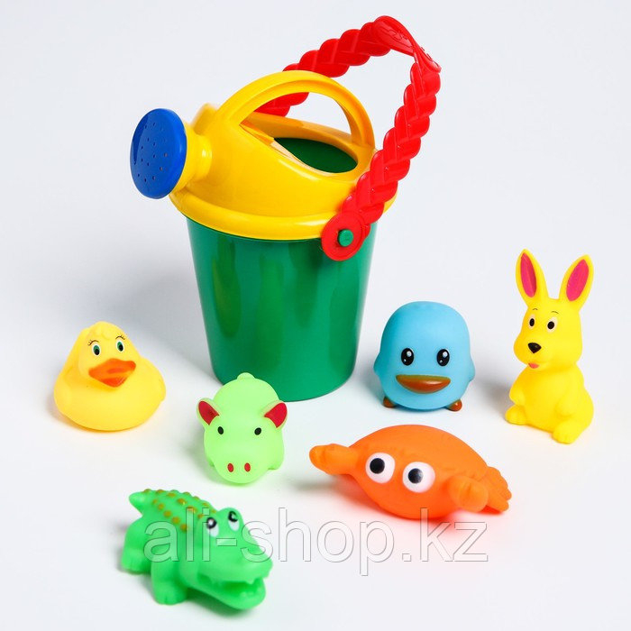 Резиновые игрушки и ведёрко. Набор для купания и игры в песке. Цвет МИКС - фото 9 - id-p113476086