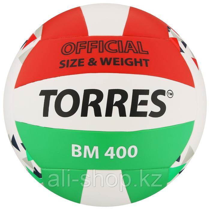Мяч волейбольный TORRES BM400, размер 5, синтетическая кожа (ТПУ), клееный, бутиловая камера, цвет б ... - фото 1 - id-p113477810