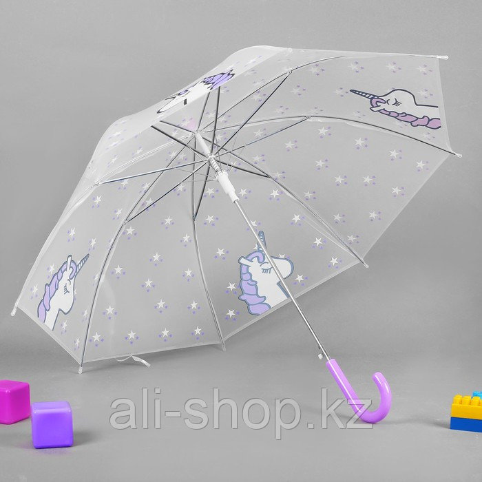 Зонт детский "Единорог", фиолетовый, d=90 см - фото 2 - id-p113476296