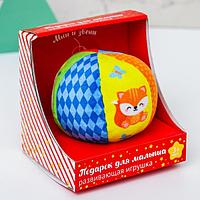 Мягкий развивающий мячик в подарочной коробке «Лесные животные»