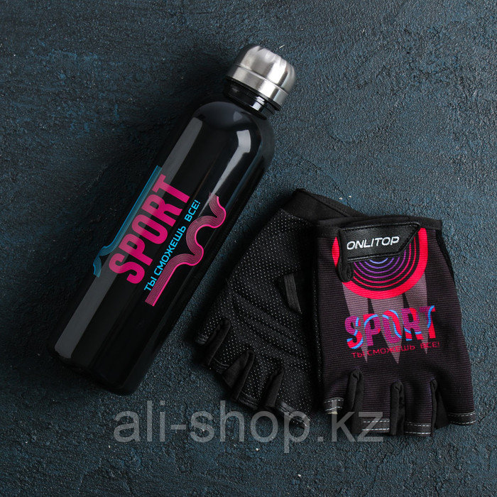 Набор для тренировок «Спорт»: бутылка 600 мл, перчатки р-р L - фото 2 - id-p113478136
