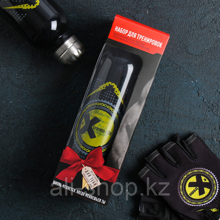 Набор для тренировок «Экстремал»: бутылка 600 мл, перчатки р-р М - фото 1 - id-p113478137
