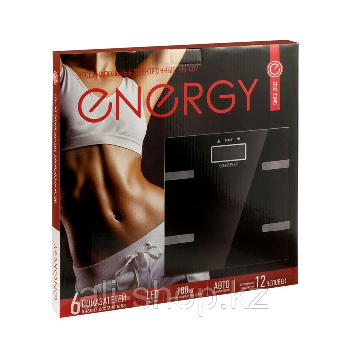 Весы напольные ENERGY EN-407, диагностические, до 180 кг, 2хААА, стекло, чёрные - фото 6 - id-p113477435