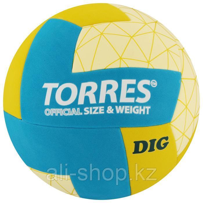 Мяч волейбольный TORRES Dig, размер 5, синтетическая кожа (ТПЕ), клееный, бутиловая камера, горчично ... - фото 1 - id-p113478195