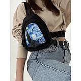 Сумка-рюкзак «Ван Гог», 15х10х26 см, отд на молнии, н/карман, регул ремень, чёрный, фото 6