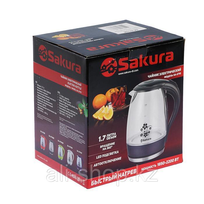 Чайник электрический Sakura SA-2710R, стекло, 1.7 л, 1850-2200 Вт, подсветка, красный - фото 8 - id-p113478877