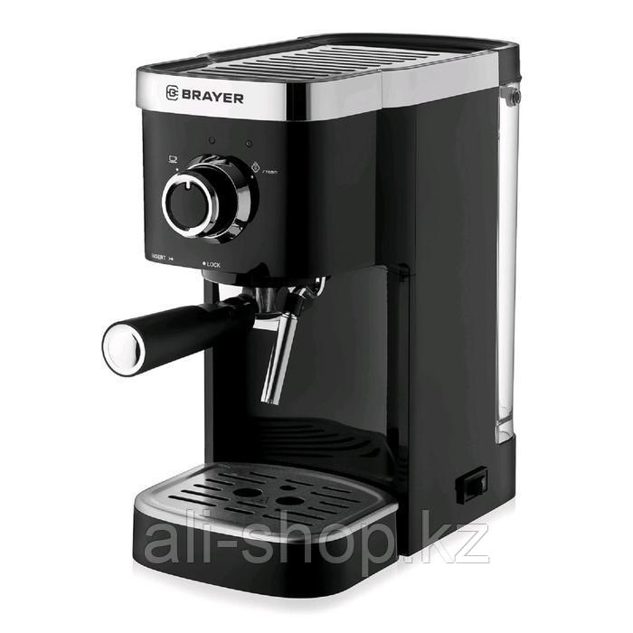 Кофеварка BRAYER BR1100, рожковая, 1500 Вт, 1.25 л, капучинатор, чёрная - фото 2 - id-p113478880