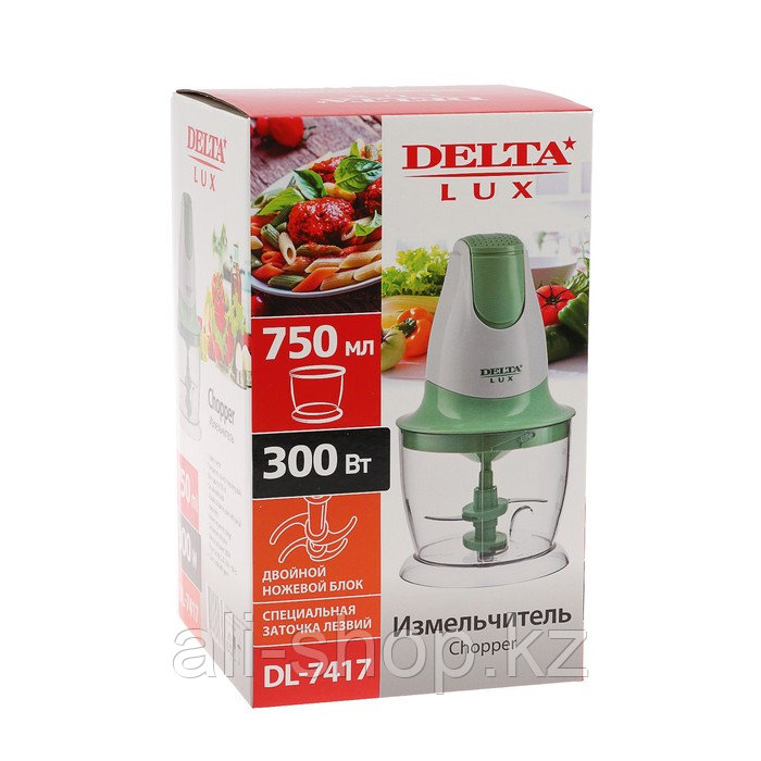 Измельчитель DELTA LUX DL-7417, пластик, 300 Вт, 0.75 л, бело-зеленый - фото 4 - id-p113479764