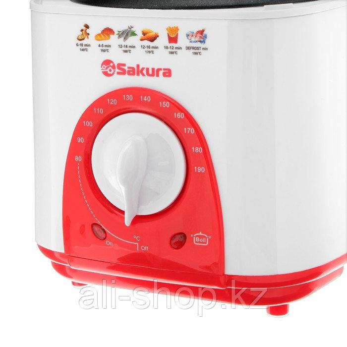 Фритюрница Sakura SA-7654R, 950 Вт, 750 мл, антипригарное покрытие, фильтр, бело-красная - фото 6 - id-p113478964