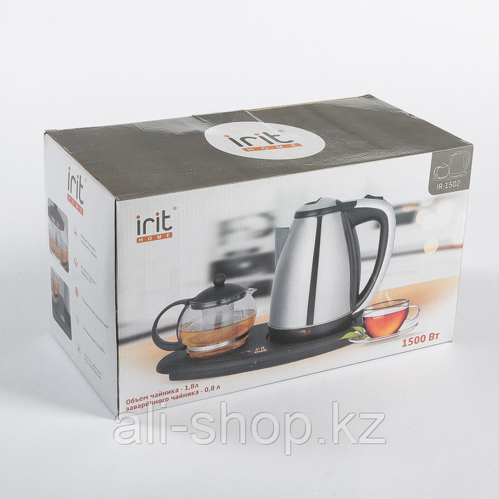 Чайник электрический Irit IR-1502, металл, 1.8 л, 1500 Вт, заварник 0.8 л, серебристый - фото 5 - id-p113479001