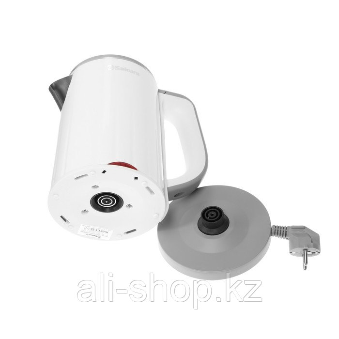Чайник электрический Sakura SA-2155WG, пластик, колба металл, 1.2 л, 1500-1800 Вт, белый - фото 6 - id-p113479792