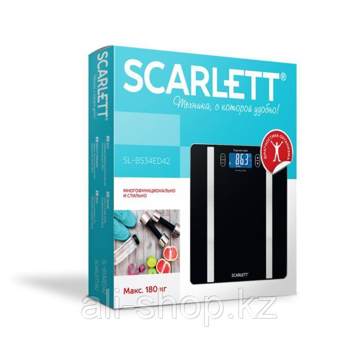 Весы напольные Scarlett BS34ED42, диагностические, до 180 кг, 1хCR2032, стекло, чёрные - фото 2 - id-p113478404