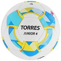 Мяч футбольный TORRES Junior-4, размер 4, вес 310-330 г, глянцевый ПУ, 3 слоя, 32 панели, ручная сши ...