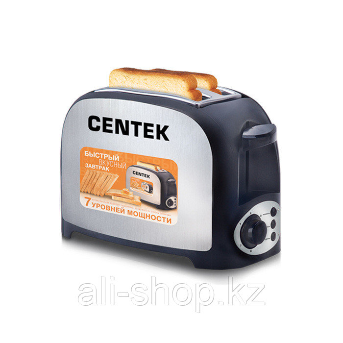 Тостер Centek CT-1421, 750 Вт, 7 режимов прожарки, 2 тоста, черный - фото 1 - id-p113479828