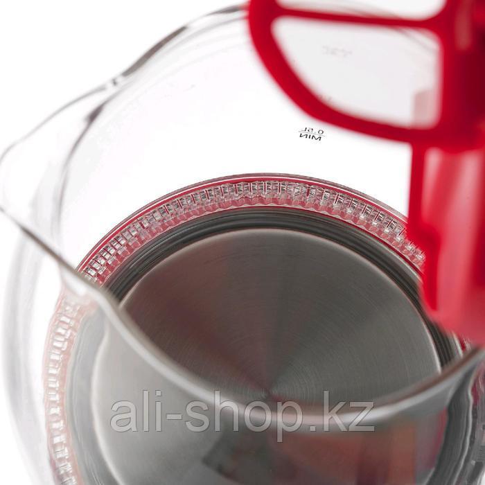 Чайник электрический BRAYER BR1045RD, стекло, 1.8 л, 2200 Вт, автоотключение, красный - фото 7 - id-p113479910