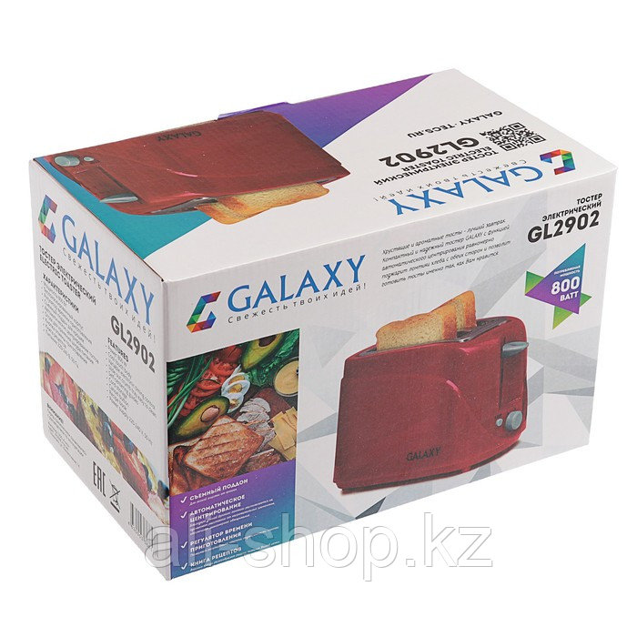 Тостер Galaxy GL 2902, 800 Вт, 6 режимов прожарки, 2 тоста, красный - фото 6 - id-p113479198