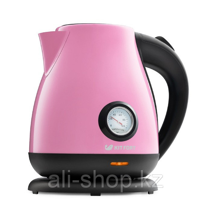 Чайник электрический Kitfort КТ-642-1, металл, 1.7 л, 2200 Вт, розовый - фото 1 - id-p113479264