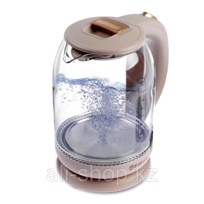 Чайник электрический Sakura SA-2709CW, стекло, 1.8 л, 1800 Вт, бежевый - фото 1 - id-p113478729