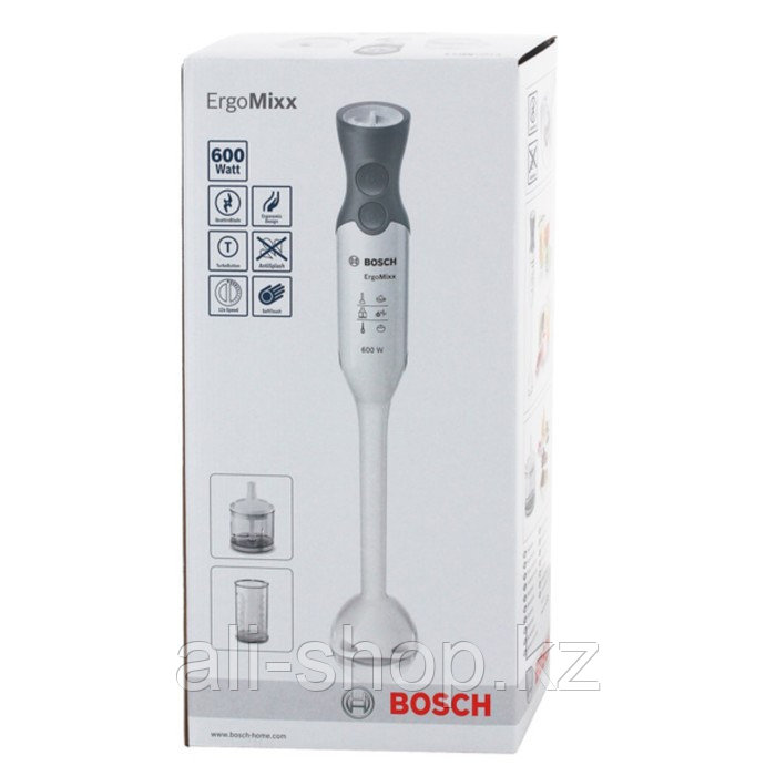 Блендер Bosch MSM 66050 RU, 600 Вт, погружной, 12 скоростей, 3 насадки, белый/серый - фото 2 - id-p113480139