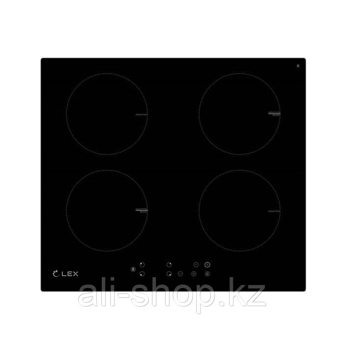 Варочная поверхность Lex EVI 640-1 BL, индукционная, 4 конфорки, сенсор, цвет "чёрное стекло" - фото 1 - id-p113480265