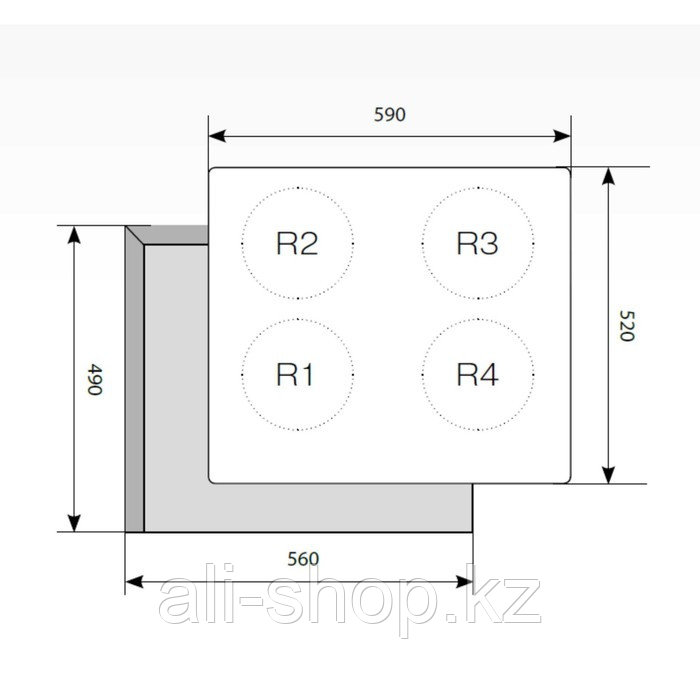 Варочная поверхность Lex EVI 640-1 BL, индукционная, 4 конфорки, сенсор, цвет "чёрное стекло" - фото 3 - id-p113480265