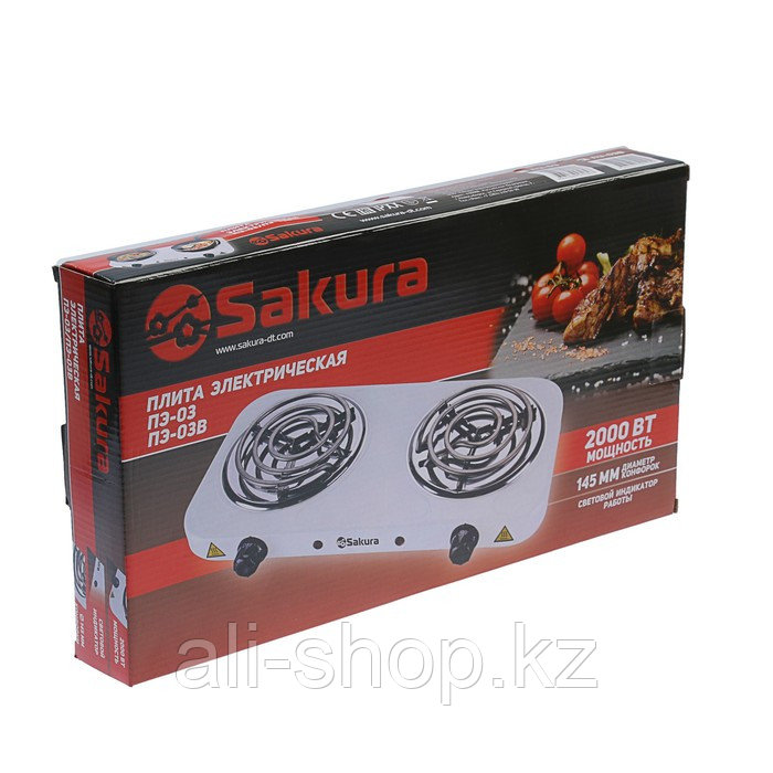 Плитка электрическая Sakura ПЭ-03В, 2000 Вт, 2 конфорки, черная - фото 7 - id-p113479437