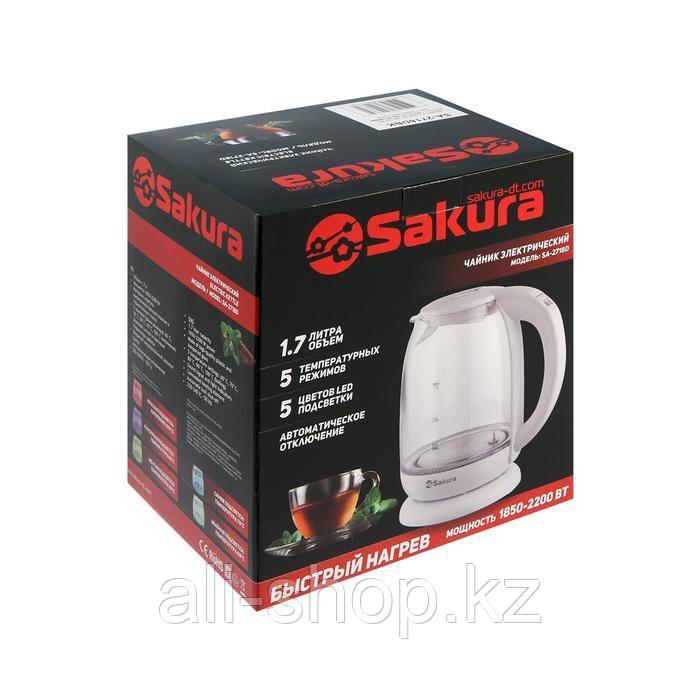 Чайник электрический Sakura SA-2718DBK, стекло, 1.7 л, 2200 Вт, регулировка t°, черный - фото 10 - id-p113479465