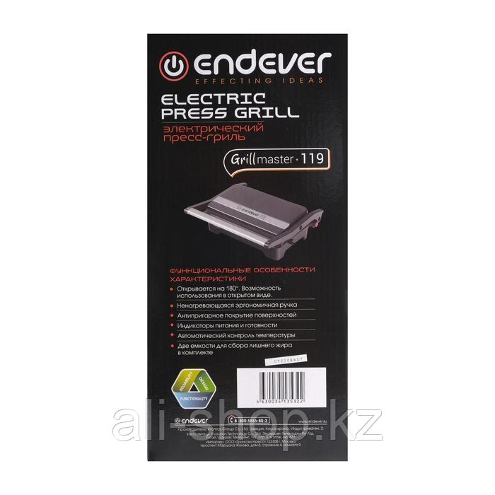 Гриль электрический Endever Grillmaster 119, 1800 Вт, антипригарное покрытие, 26 х 16.5 см - фото 9 - id-p113479471