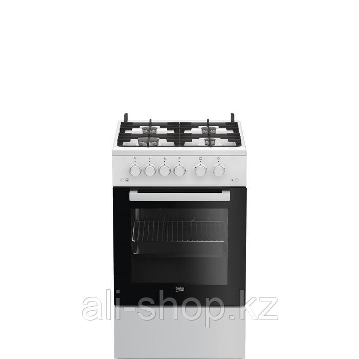 Плита Beko FSGT52115GW, газовая, 4 конфорки, 55 л, газовая духовка, белая - фото 1 - id-p113481959