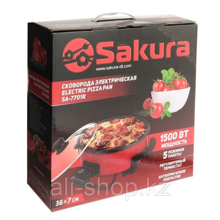 Сковорода электрическая Sakura SA-7701R, 1500 Вт, d=36, глубина 7 см - фото 7 - id-p113479555