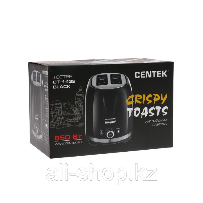 Тостер Centek СТ-1432 BLACK, 850 Вт, 7 режимов прожарки, черный - фото 6 - id-p113479559