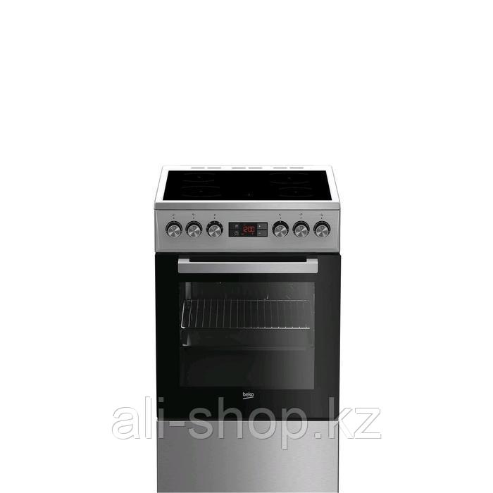 Плита Beko FSM 57300GX, электрическая, 4 конфорки, 55 л, стеклокерамика, таймер, серебристая - фото 1 - id-p113480537