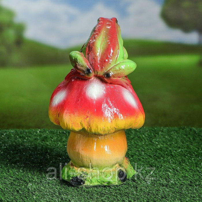 Садовая фигура "Жаба на грибе", разноцветный, 22 см - фото 3 - id-p113483861