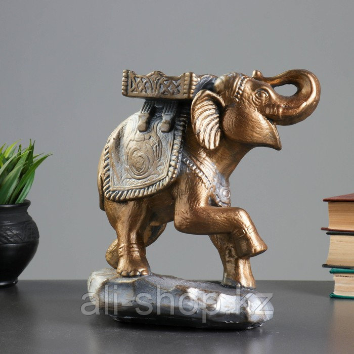 Фигура "Слон стоя" бронза/серебро 14х25х25см