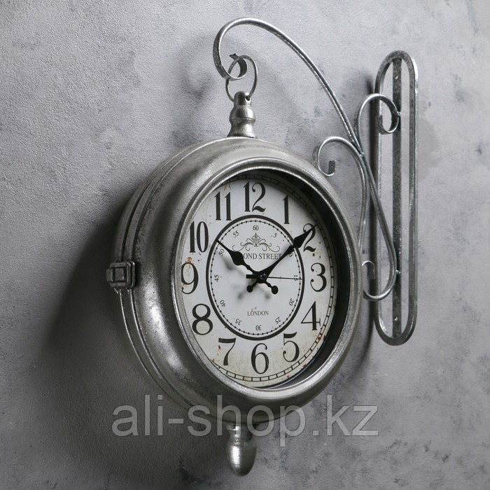 Часы настенные двойные, серия: Садовые, "Молинара", потёртое серебро, d=24 см, 45х37 см - фото 3 - id-p113484829