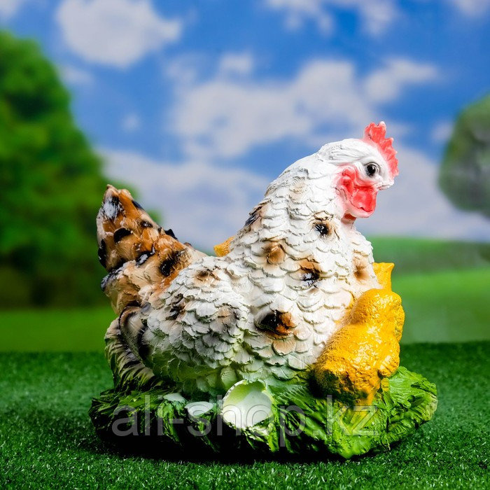 Садовая фигура "Курица наседка с цыплятами" пестрая 28х22см - фото 2 - id-p113484071