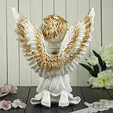 Статуэтка "Ангел с крыльями", бело-золотая, 35 см, фото 3