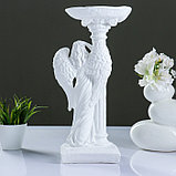 Фигура "Ангел девушка у колонны" белый 21х18х42см, фото 3