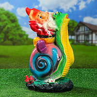 Садовая фигура "Гном на улитке", разноцветный, 46 см, микс