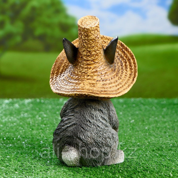 Садовая фигура "Зайка в соломенной шляпе с цветочком" 12х13х21,5см - фото 4 - id-p113483671