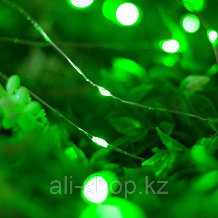 Гирлянда "Нить" 10 м роса, серебристая нить, 100 LED, свечение зелёное, 2 режима, солнечная батарея - фото 3 - id-p113483677