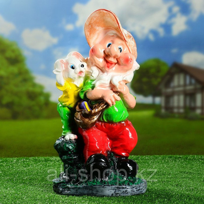 Садовая фигура "Гном с зайцем", разноцветный, 53 см - фото 1 - id-p113484345