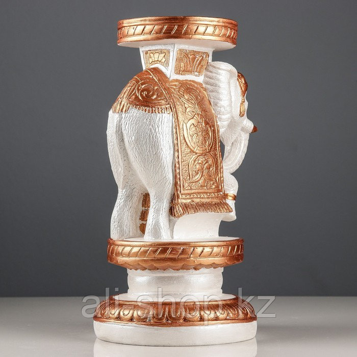 Статуэтка-подставка декоративная "Индийский слон", бело-золотой, 35 см - фото 3 - id-p113485864