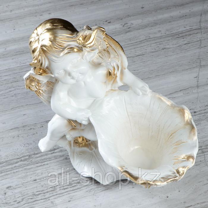 Статуэтка "Ангел с лилией", белая, с золотистым декором, 30 см - фото 4 - id-p113485180