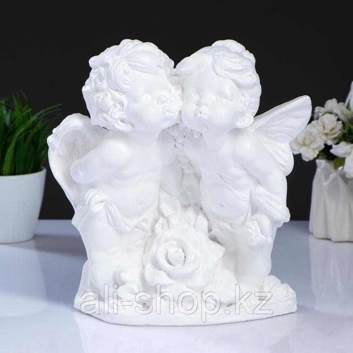 Фигура "Ангел и Фея с розой" белый 12х26х24см