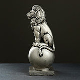 Фигура "Лев сидя на шаре" серебро, 43х17см, фото 2
