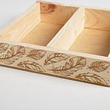 Ящик-кашпо подарочный «Перья», 2 ячейки, 20 × 20 × 4,5 см, фото 3
